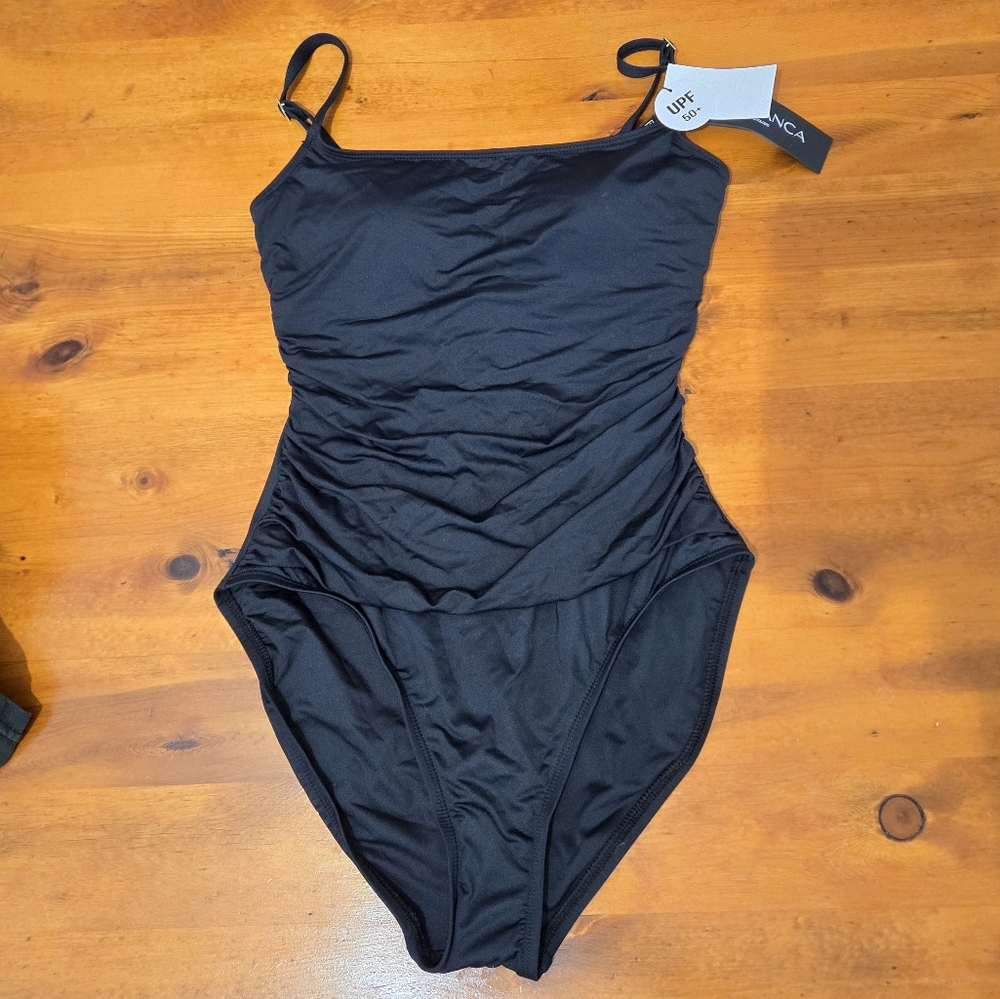 Island Goddess Rouched Body Lingerie Mio One Piece Swimsuit Black NWT size 8